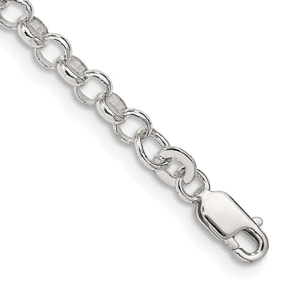 Auriga Fine Jewelry 925 Sterling Silver 4mm Rolo Chain Bracelet 7 inch for Women