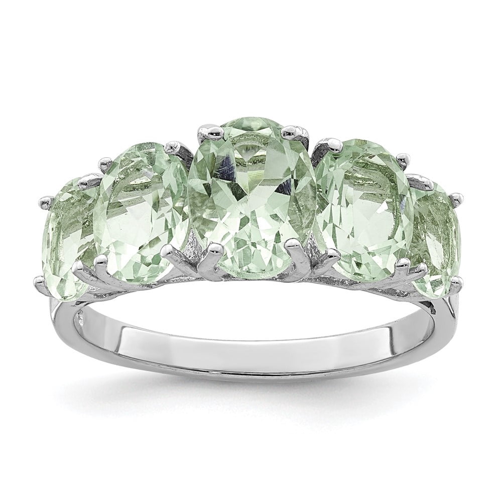 Auriga 925 Sterling Silver 5 Stone Prasiolite Engagement Ring Size 6 for Women
