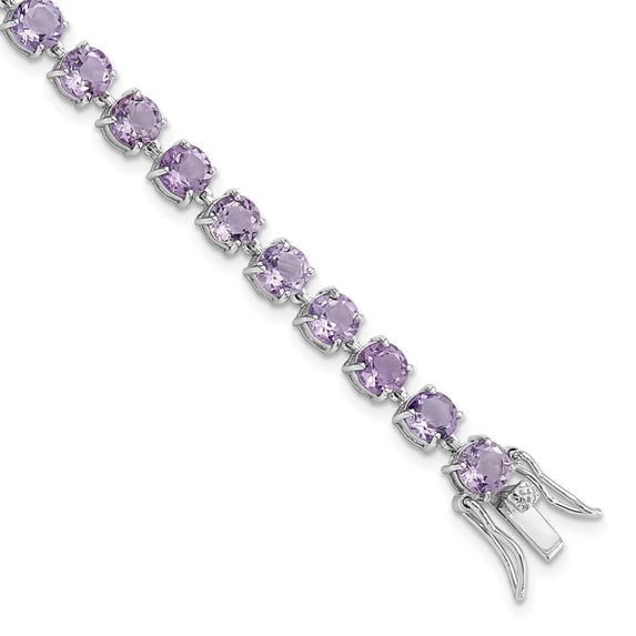 Auriga 925 Sterling Silver 5mm Amethyst Stone Bracelet 7 inch for Women(L- 7inch, W- 4.8mm)