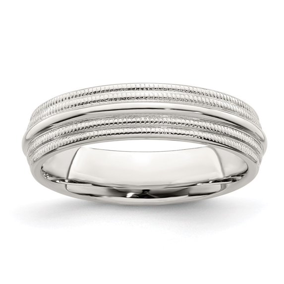 Auriga Fine Jewelry 925 Sterling Silver 5mm Double Milgrain Wedding Band Ring Size 5.5 for Women