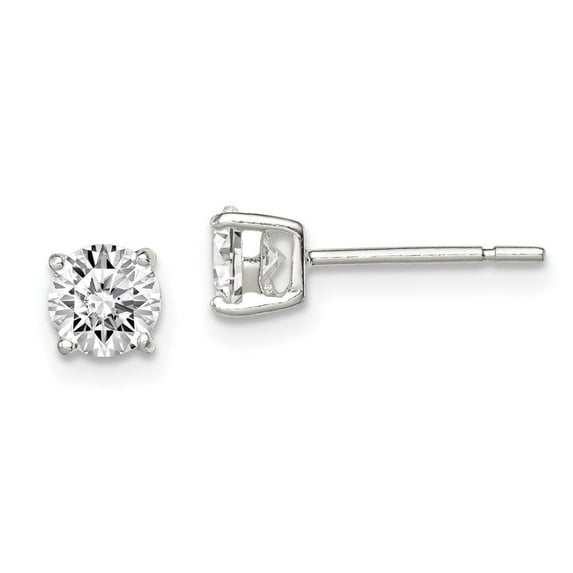 Auriga Fine Jewelry 925 Sterling Silver 5mm Round Basket Set CZ Stud Earrings for Women (L-5mm, W- 5mm)