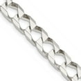 thumbnail image 1 of Auriga 925 Sterling Silver 6.75 mm Flat Open Curb Chain Necklace for Mens 22", 1 of 5