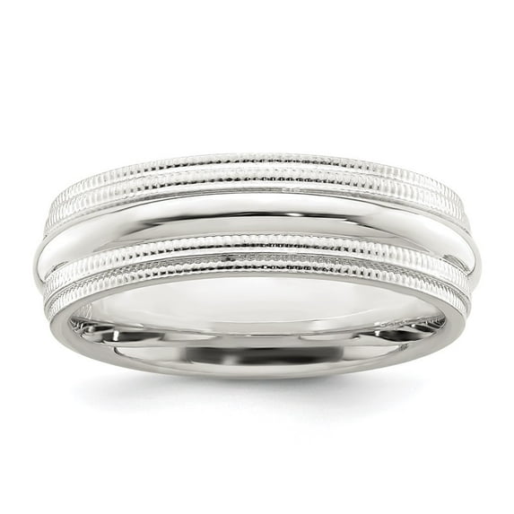 Auriga 925 Sterling Silver 6mm Comfort Fit Double Milgrain Band Ring Size 4 for Women