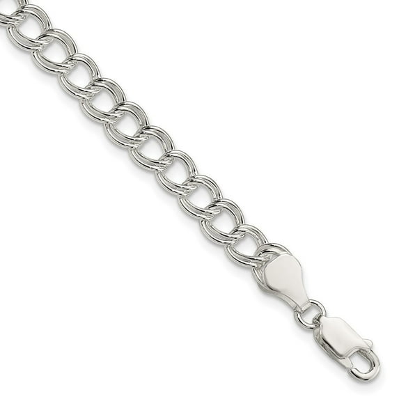 Auriga 925 Sterling Silver 6mm Double Link Charm Bracelet 5.5inch for Women