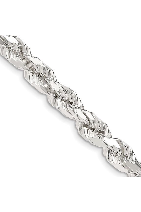 925 Sterling Silver 7 mm Diamond-cut Rope Chain Necklace for Mens 22"