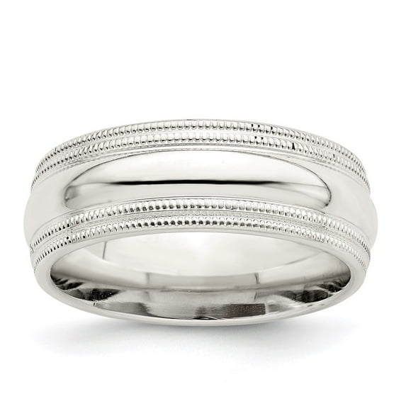 Auriga Fine Jewelry 925 Sterling Silver 7mm Comfort Fit Double Milgrain Wedding Band Ring Size 12 for Women