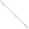 thumbnail image 1 of Auriga 925 Sterling Silver 8mm White Semi-Round Fwc Pearl Bracelet 7.5inch for Women, 1 of 6