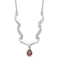 thumbnail image 1 of Auriga Fine Jewelry 925 Sterling Silver 8x6 mm Rh-plated With Garnet and White Topaz With Necklace for Women 18", 1 of 5