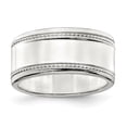 thumbnail image 1 of Auriga Fine Jewelry 925 Sterling Silver 9.5mm Designed Edge Wedding Band Ring Size 12 for Women, 1 of 4