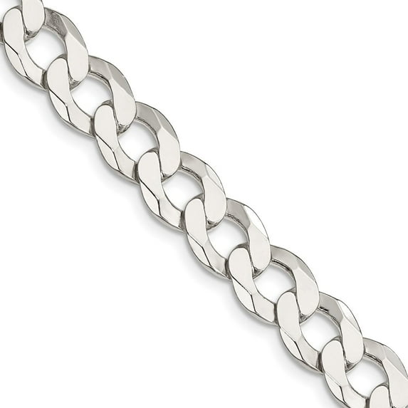 Auriga Fine Jewelry 925 Sterling Silver 9.75mm Flat Curb Chain Necklace 24inch for Women