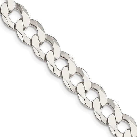 Auriga 925 Sterling Silver 9.75mm Flat Curb Chain Necklace 30inch for Women