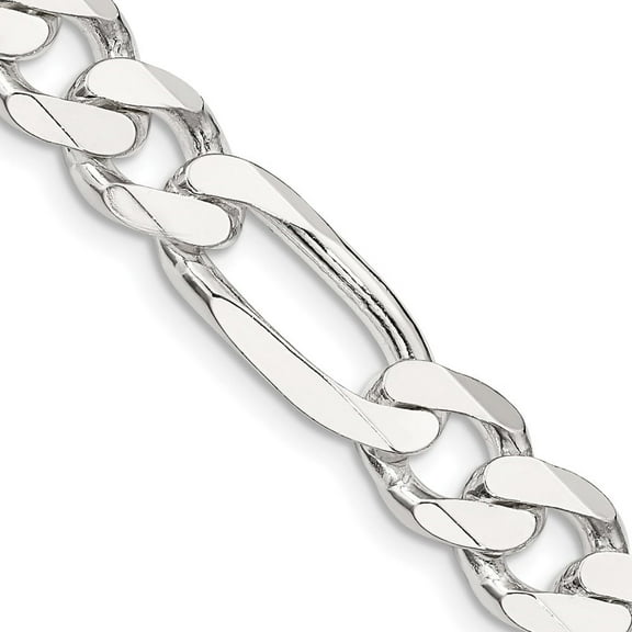Auriga Fine Jewelry 925 Sterling Silver 9 mm Figaro Chain Necklace for Men 18"