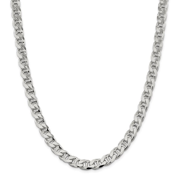 Auriga 925 Sterling Silver 9 mm Flat Cuban Anchor Chain Necklace for Mens 20"