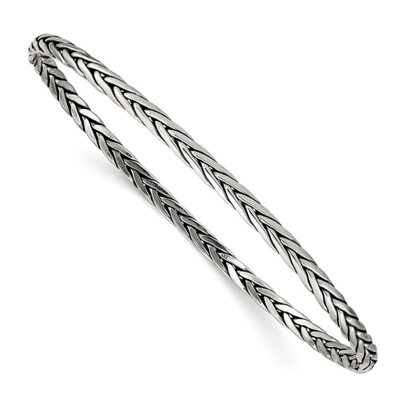 Auriga Fine Jewelry 925 Sterling Silver Antiqued 3mm Slip-On Bangle for Women