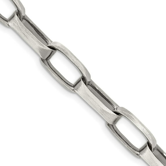 Auriga 925 Sterling Silver Antiqued 8 mm Elongated Open Link Chain Necklace for Mens 20"
