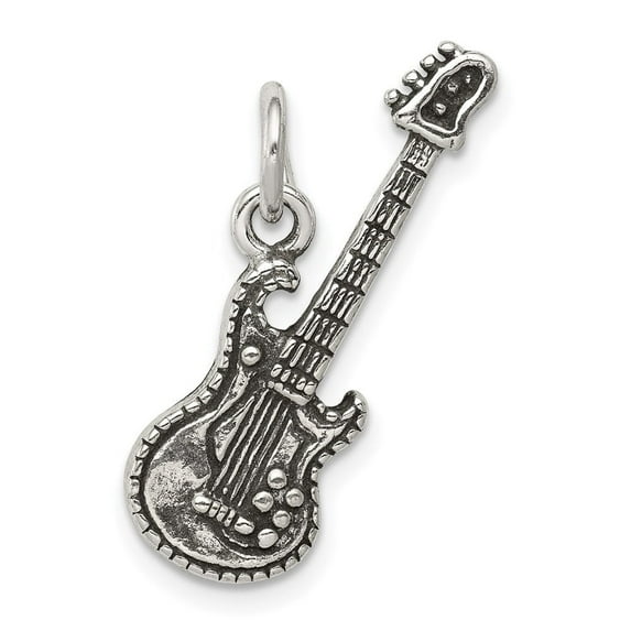 Auriga 925 Sterling Silver Antiqued Electric Guitar Charm for Women (Length - 32 mm, Width - 10 mm)