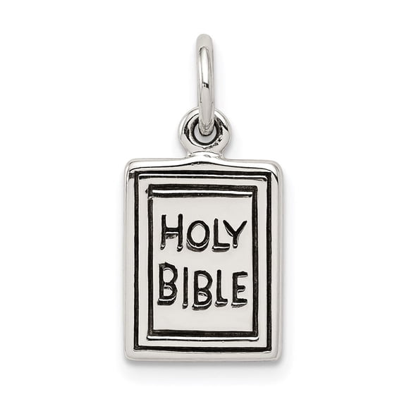 Auriga Fine Jewelry 925 Sterling Silver Antiqued Holy Bible Charm for Women (L - 20 mm, W - 10 mm)