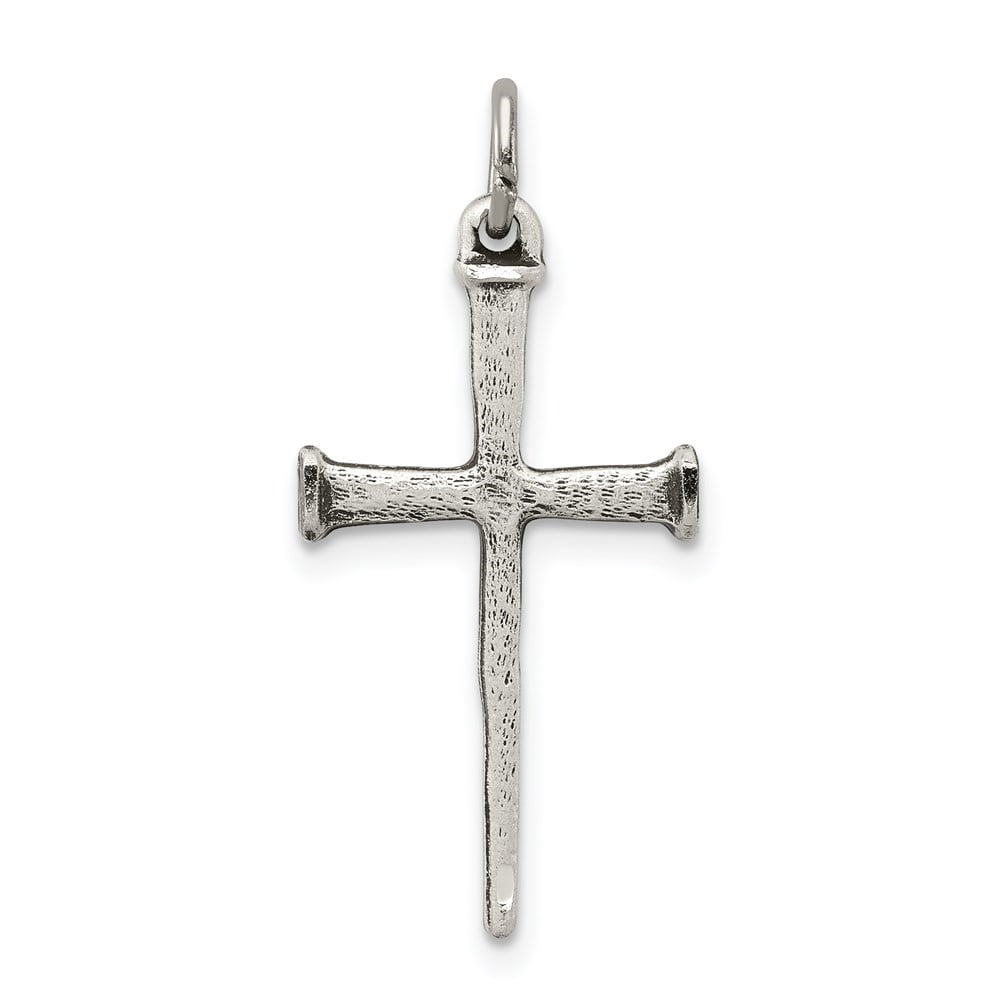 Auriga 925 Sterling Silver Antiqued Nail Cross Pendant for Women (Length - 25 mm, Width - 13 mm)
