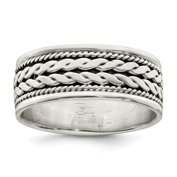 Auriga 925 Sterling Silver Antiqued Rope Design Ring Size 7 for Women