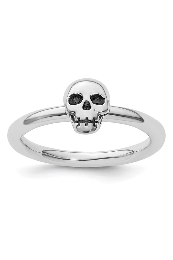 Fine Jewelry 925 Sterling Silver Antiqued Skull Ring for Women Size 5