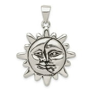 Auriga 925 Sterling Silver Antiqued Sun & Half Moon Face Pendant for Women