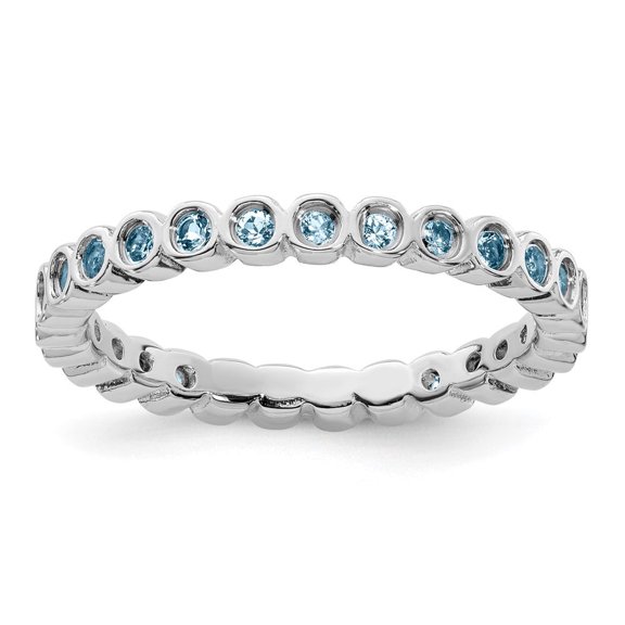 Auriga 925 Sterling Silver Aquamarine Eternity Ring for Women Size- 7