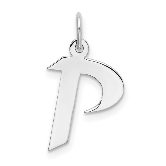 Auriga 925 Sterling Silver Artisan Block Letter P Initial Charm for Women(L- 21mm, W- 13 to 15mm)