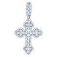 thumbnail image 1 of Auriga 925 Sterling Silver Baguette Round Cubic Zirconia Cross Religious Charm Pendant for Men, 1 of 4