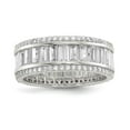 thumbnail image 1 of Auriga 925 Sterling Silver Baguette and Round Cubic Zirconia Eternity Ring Size 8 for Women, 1 of 5