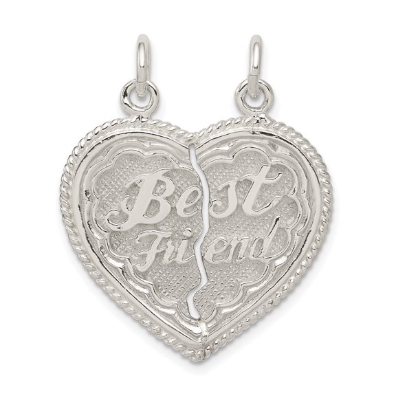 Auriga 925 Sterling Silver Best Friend 2-piece break apart Heart Charm (L-26 mm, W-11 mm) Valentine's Day Gift for Women