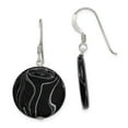 thumbnail image 1 of Auriga Fine Jewelry 925 Sterling Silver Black Agate Disc Dangle Earrings for Women(L-41mm, W- 20mm), 1 of 4