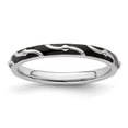 thumbnail image 1 of Auriga Fine Jewelry 925 Sterling Silver Black Enamel Ring for Women Size- 6, 1 of 6