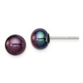 thumbnail image 1 of Auriga 925 Sterling Silver Black FWC Pearl Stud Earrings for Women(L-7 to 8mm, W- 7 to 8mm), 1 of 5