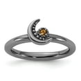 thumbnail image 1 of Auriga 925 Sterling Silver Black Rhodium Citrine Moon Ring for Women Size- 5, 1 of 6
