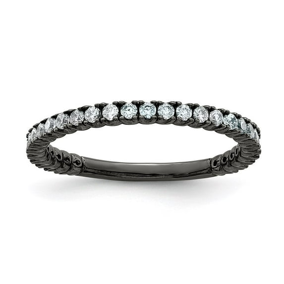 Auriga Fine Jewelry 925 Sterling Silver Black Rhodium-plated 28 Stone CZ Band for Women Size- 8