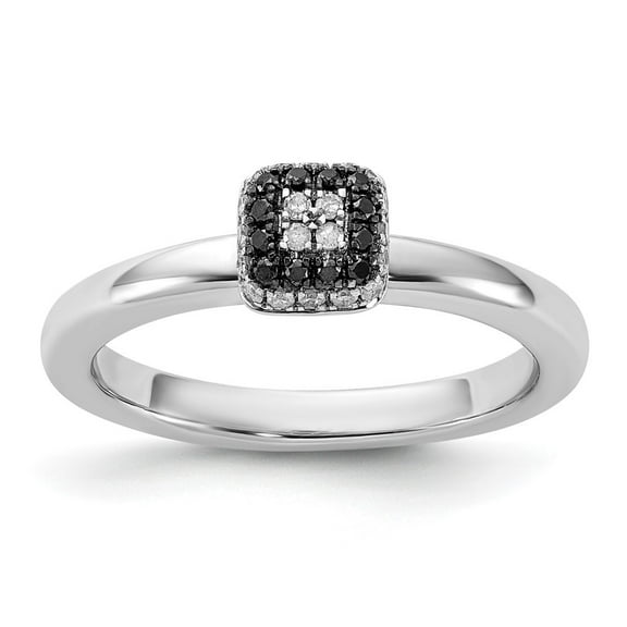 Auriga 925 Sterling Silver Black & White Diamond Ring for Women Size- 10