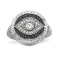 thumbnail image 1 of Auriga 925 Sterling Silver Black and White Cubic Zirconia Evil Eye Ring Size 8 for Women, 1 of 5