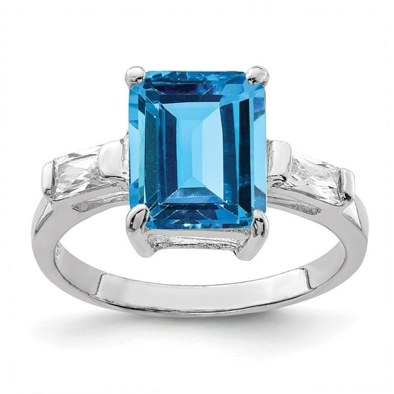 Auriga Fine Jewelry 925 Sterling Silver Blue Topaz Engagement Ring Size 6 for Women