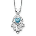 thumbnail image 1 of Auriga Fine Jewelry 925 Sterling Silver Blue and Clear CZ Hamsa Necklace for Women 17.5", 1 of 6
