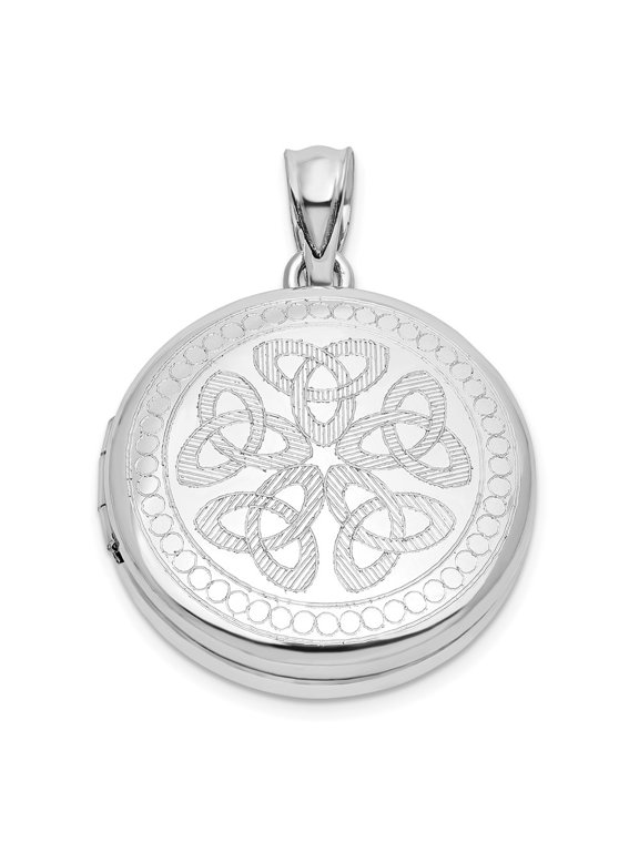 925 Sterling Silver Celtic Knots 20mm Round Locket Pendant for Women(L- 28.8mm, W- 20.4mm)