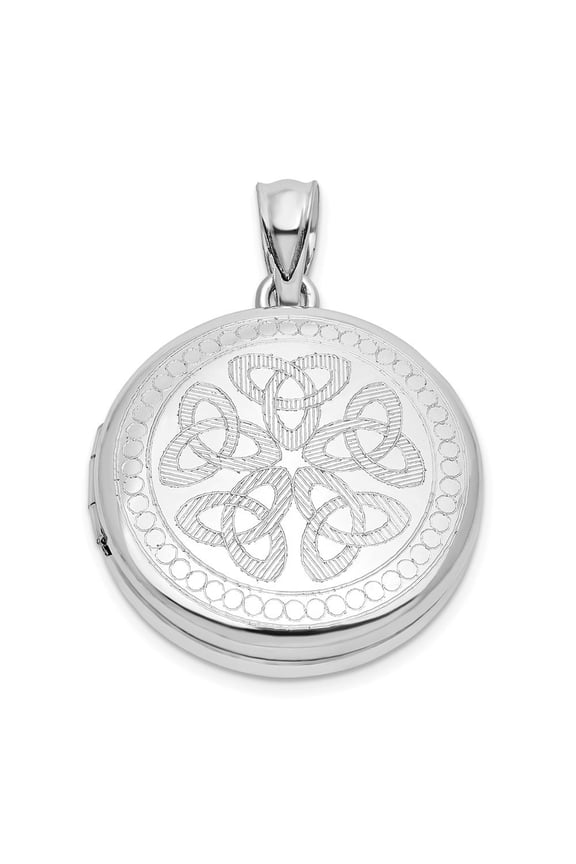 925 Sterling Silver Celtic Knots 20mm Round Locket Pendant for Women(L- 28.8mm, W- 20.4mm)
