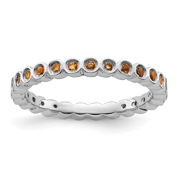 Auriga 925 Sterling Silver Citrine Eternity Ring for Women Size- 9