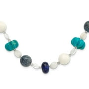 Auriga 925 Sterling Silver Coral, Howlite, Jade, Lapis, Quartz, Crystal 2in ext. Necklace for Women 20.5"