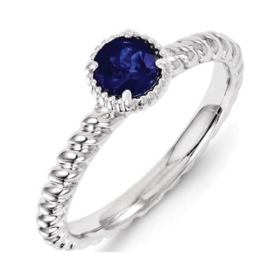 Auriga 925 Sterling Silver Created Blue Sapphire Ring for Women Size- 10