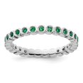 thumbnail image 1 of Auriga 925 Sterling Silver Created Emerald Eternity Ring for Women Size- 6, 1 of 6