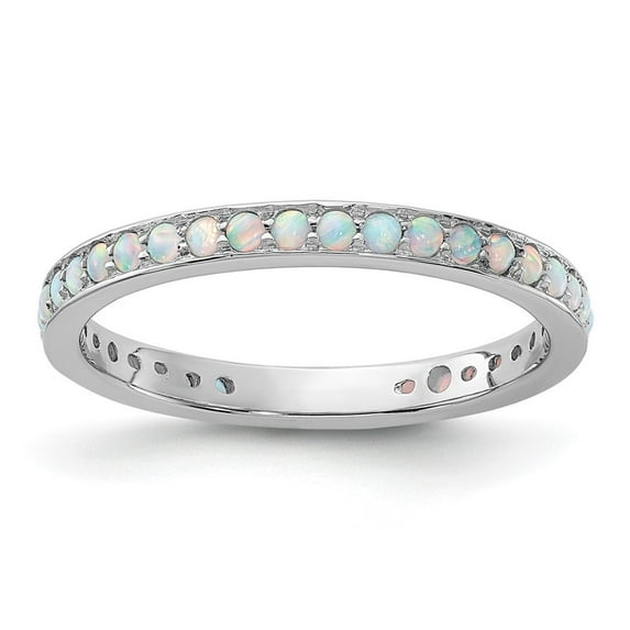 Auriga 925 Sterling Silver Created Opal Ring for Women Size- 5