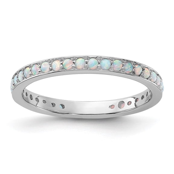 Auriga Fine Jewelry 925 Sterling Silver Created Opal Ring for Women Size 7