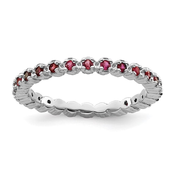 Auriga Fine Jewelry 925 Sterling Silver Created Ruby Eternity Ring for Women Size 8