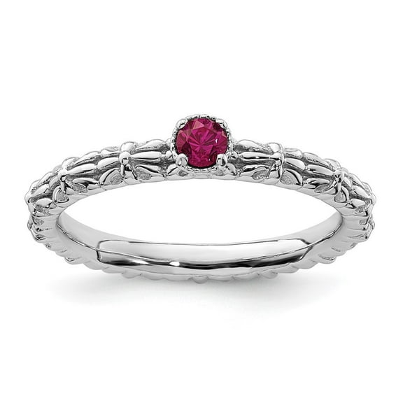 Auriga 925 Sterling Silver Created Ruby Single Stone Ring for Women Size- 10