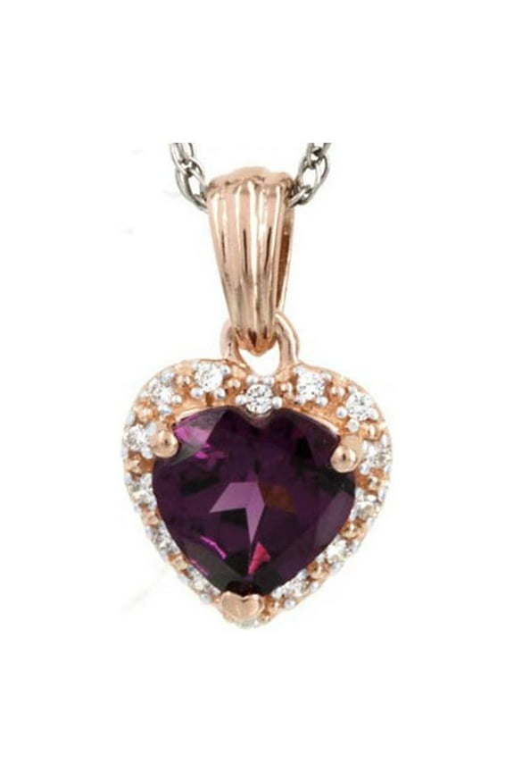 925 Sterling Silver Created Ruby and Diamond Pendant Necklace for Women 18"